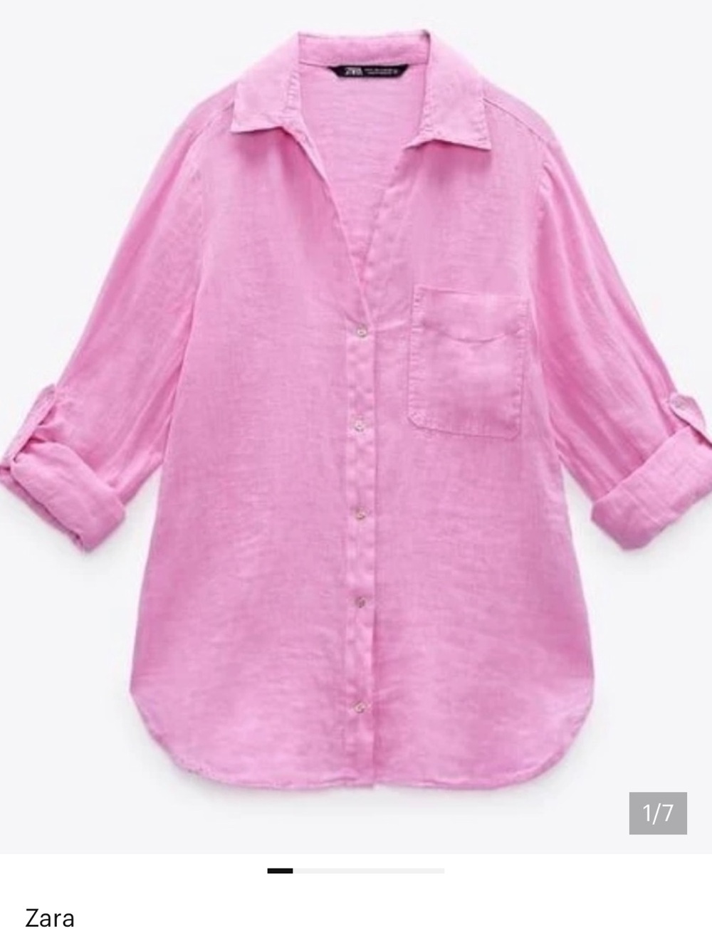 Zara Pink Linen Button Down L